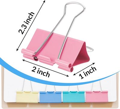 2 Inch 12 Pcs Extra Large Binder Clips, Colored Jumbo Paper Clips, Binder Clips Large Size for Home, School and Office Supplies