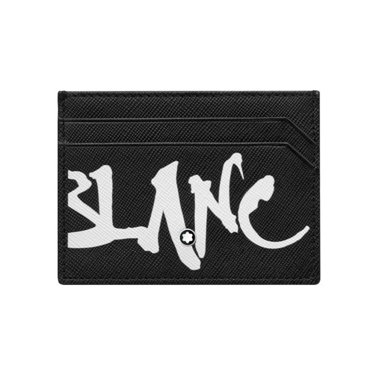 Montblanc Artisan Series Calligraphy Font Logo Print Leather Card Holder Men Card Holder Black 124141 Gift Set(Basic Set+Box+Shopping Bag)