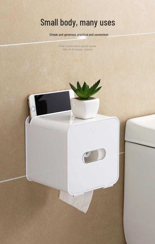 Waterproof No-Punch Toilet Paper Storage Rack and Towel Holder