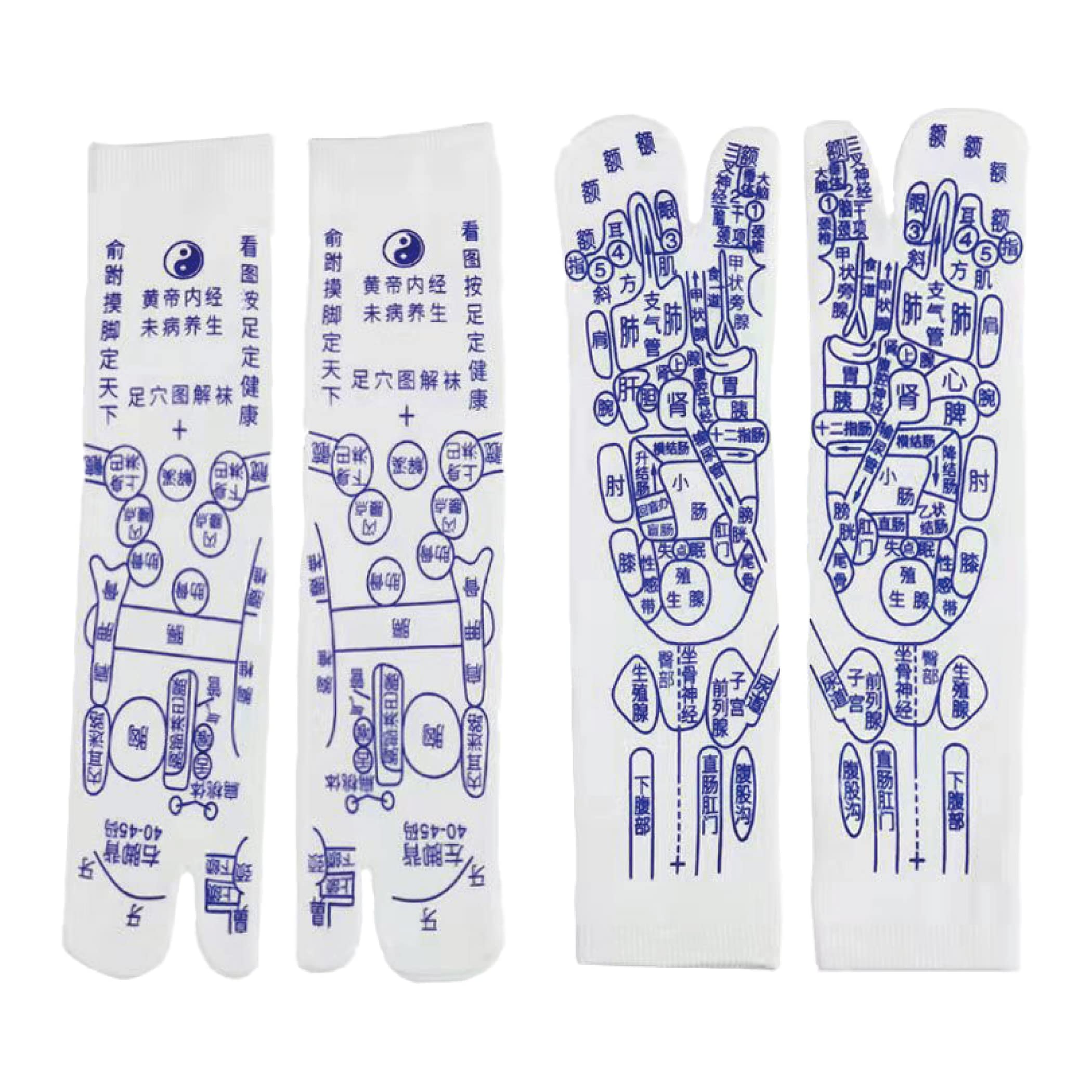 

Felimoa Foot Reflexology Foot Reflexology Massage with Pressure Point Presser Set of 2 Socks, Illustrated, Stick, белый