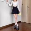 Plus Size Women's Summer High Waisted Black Fishbone Skirt Hip Covering Slimming A Line Pleated Casual All Match Versatile Skirt Trousers
