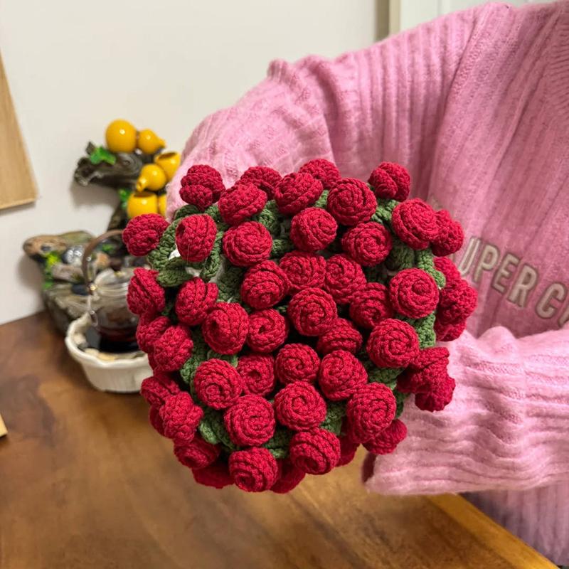 Handmade Wool Diy Bouquet Blanket Crochet Blanket Gift For Mother,Girlfriend,Sofa Blanket Surprise Flower Bouquet