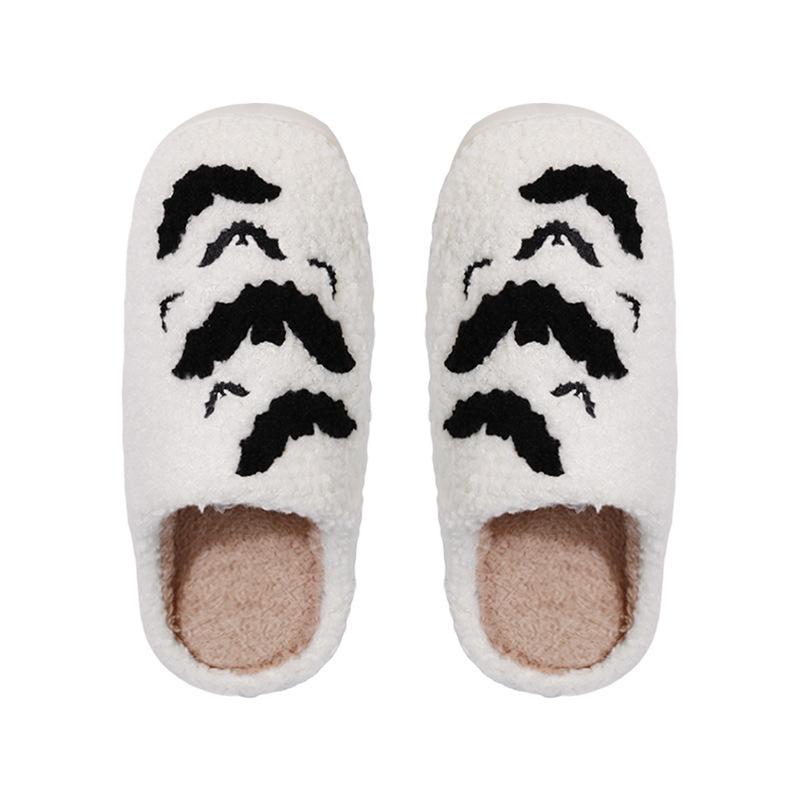 Halloween cartoon bat bag head cotton slippers suede home autumn and winter plush towel embroidered cotton slippers