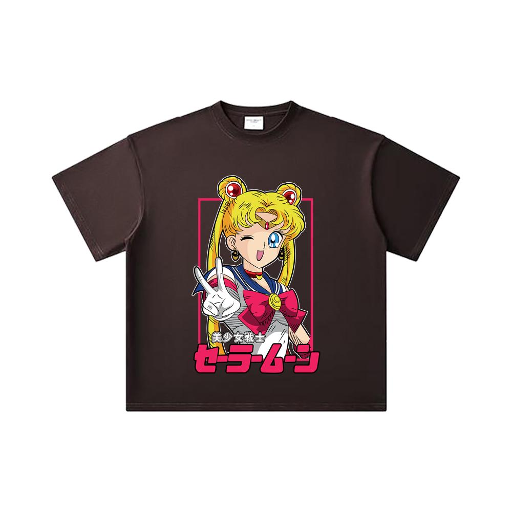 260 GSM Double Yarn 32 Count 100% Cotton Sailor Moon V9 Minako Print Unisex Heavy Cotton T Shirt