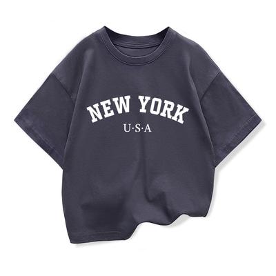 Sommerkleidung Kinder Mädchen Lässiges Oberteil New York Print T-Shirt Modisches Rundhalsausschnitt Kurzarm