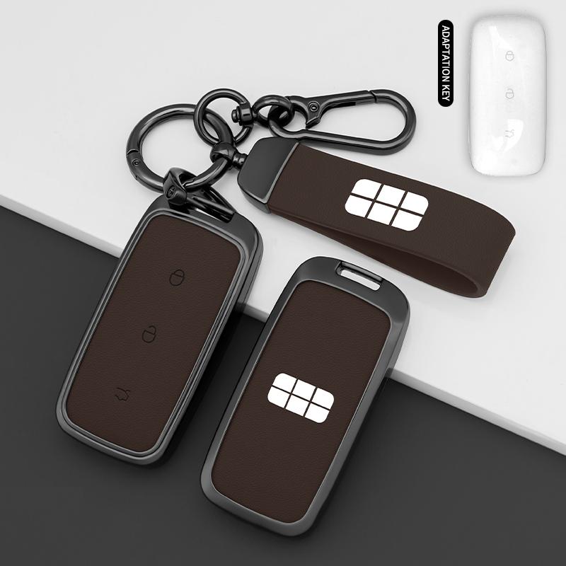 Metal Leather Car Key Case Cover For Geely Galaxy Ex5 E5 L6 L7 Emi No.1 Proton E.Mas 7 5 E8 Starry 8 Protector Accessories