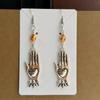 1Pairs Vintage Silver Dangle Earrings Hollow Butterfly Emerald Green Gem For Party Daily Wear Vacation
