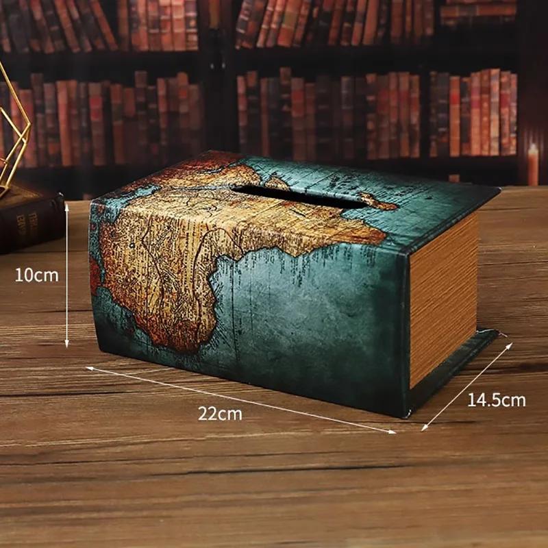 Desktop tissue box,living room luxury Decor,creative Wooden tissue box,home retro book shaped tissue box,store office decoration