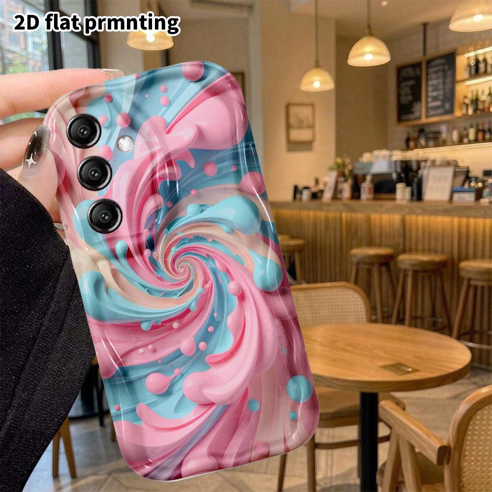 Phone Case: 2D Flat Samsung Galaxy A34 A35 M05 M06 S20 S22 S21 FE Plus 5G Protective Case, Pink Blue Swirl, Christmas and Halloween Gift