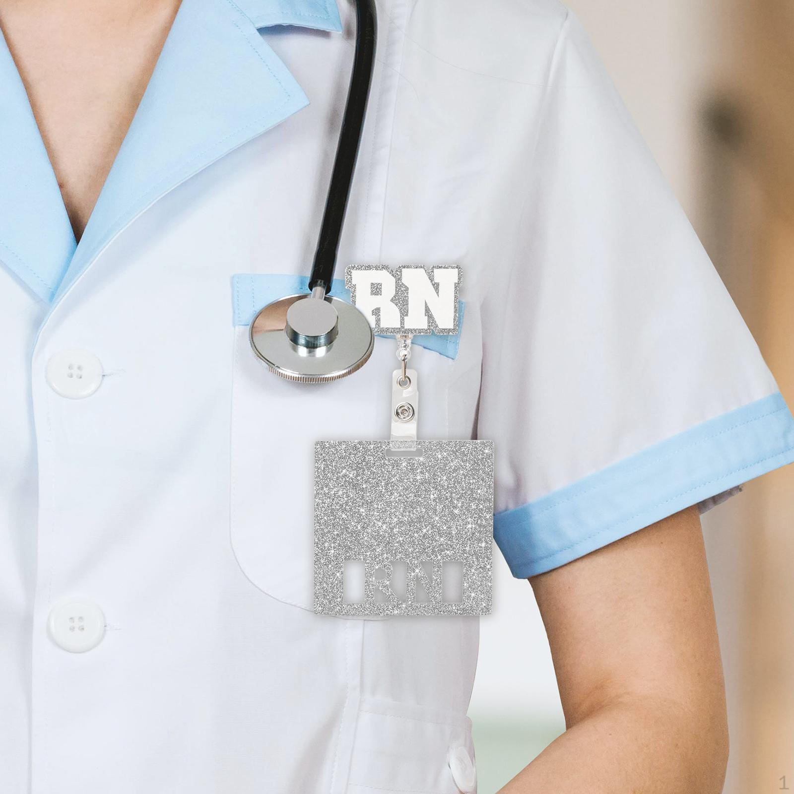 

Glitter Nurse Badge Cards Holder Accessories Acrylic Practical ID for Women срібний