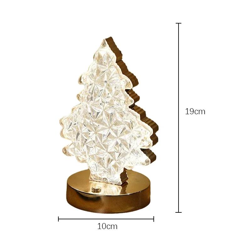 

Хрустальные огни для рождественской елки, сенсорная подзарядка, украшение для спальни, ночной светильник, настольная лампа, украшение для рождественской вечеринки
