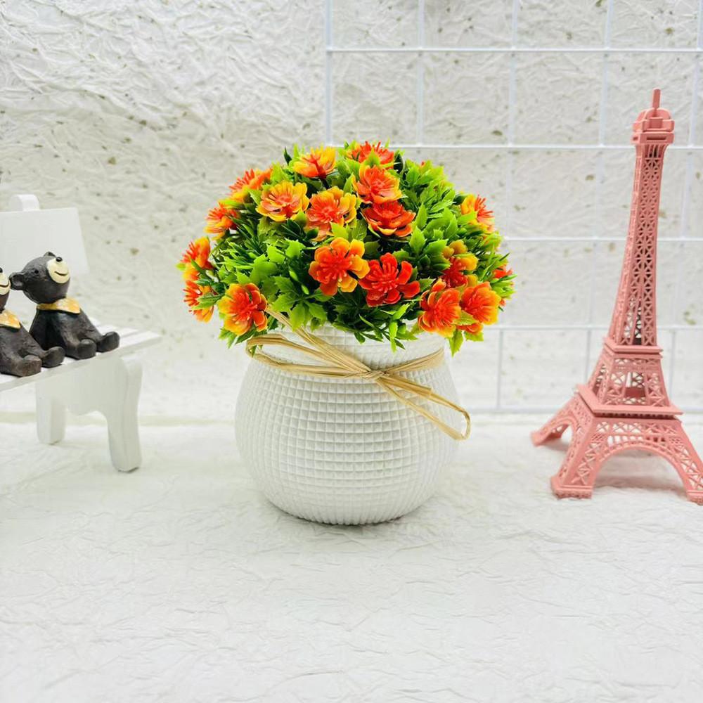 Artificial Chrysanthemum Indicum Hemisphere Potted Plant With Plastic Material For Home Decor