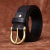 Retro Washed Matte Old First Layer Cowhide Belt Men'S Genuine Leather Brass Buckle Simple Casual Jeans Belt Men
