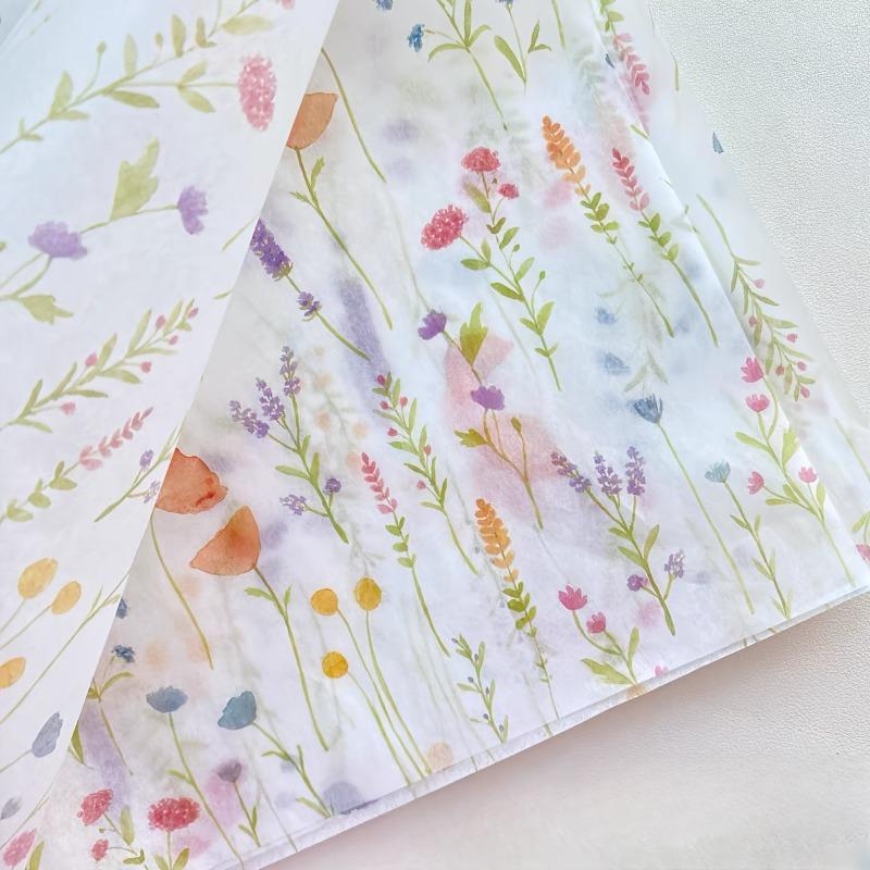 20 Sheets Lavender Print Gift Wrap Tissue Paper, 14x20 Inch Semi-Transparent for Valentine's Wedding Birthday, Craft Decor Sheet