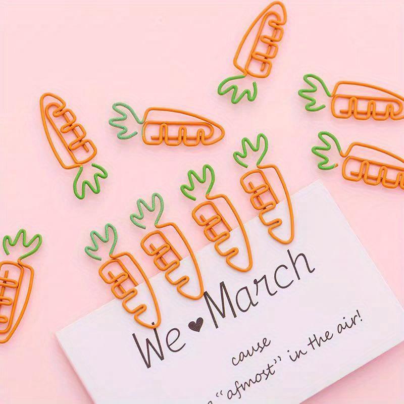 10/20pcs Cute carrot-shaped paper clips - Pastel orange & green, for office Decorations,Party Favors, Bulletin Boards