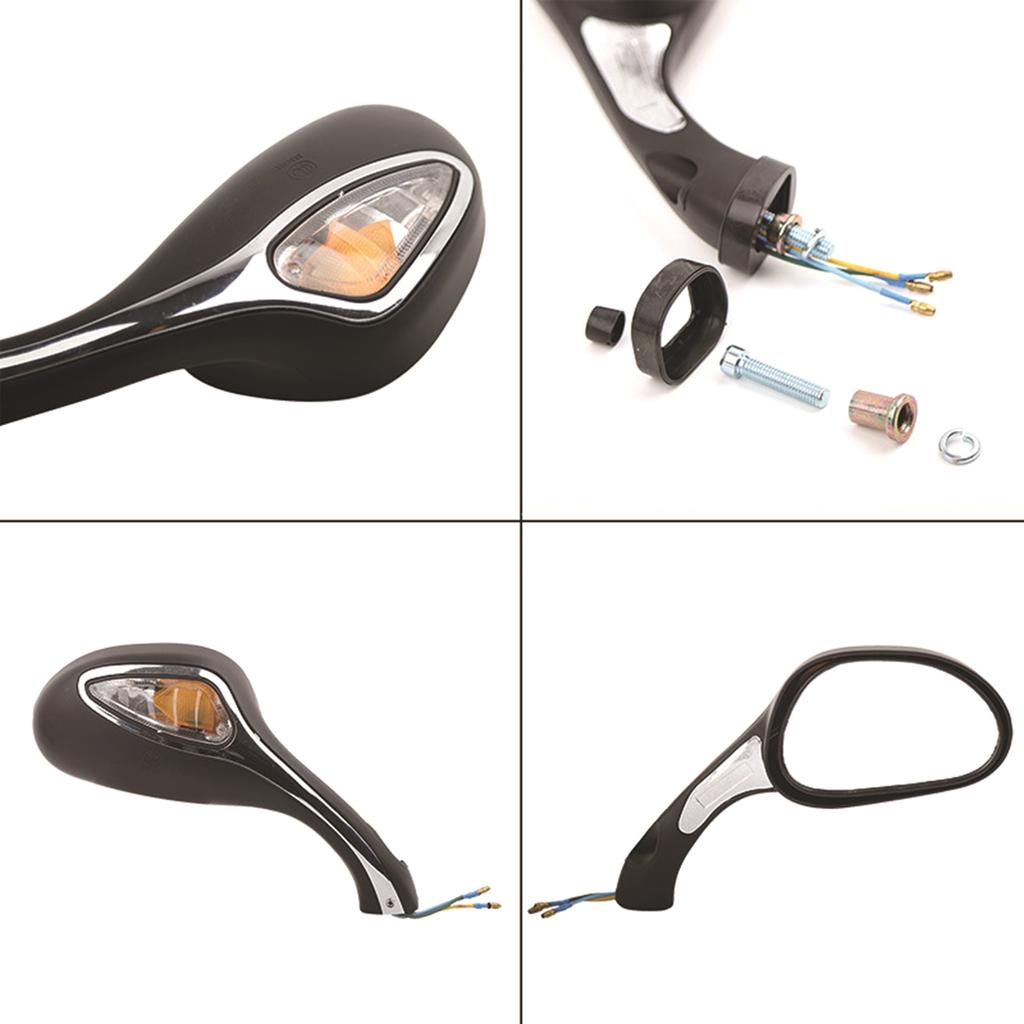 2x Regulowane lusterka wsteczne do motocykla ze zintegrowanym dynamicznym kierunkowskazem LED, odpowiednie do GY6 125
