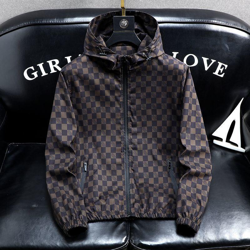 Men's 2025 Trendy Windproof Double-Layer Hooded Jacket with Letter Print