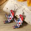 US Handmade Frog and Chick Independence Day Wooden Earrings