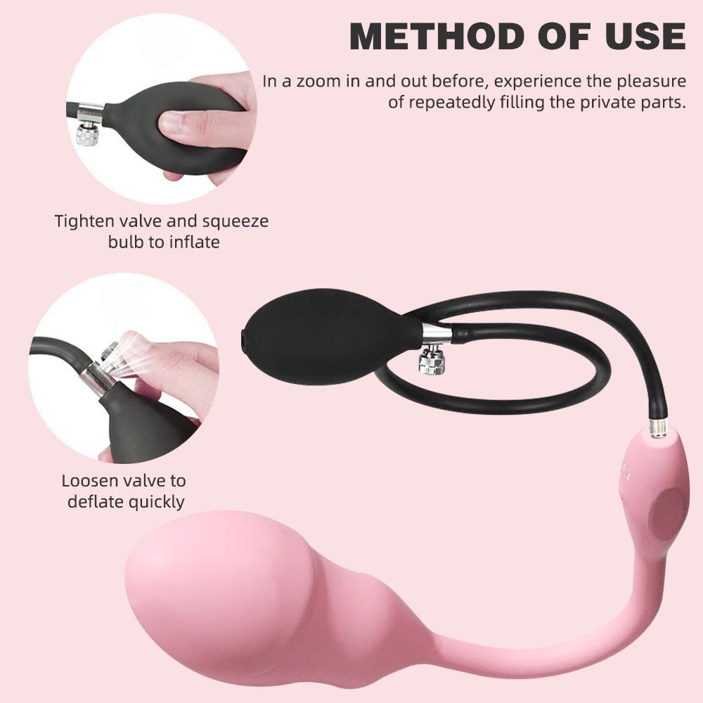 Control Remoto Vibración de 10 Frecuencias Dildo Inflable Tapón Anal Estimulación Vaginal Dilatador Anal Juguete Sexual para Parejas
