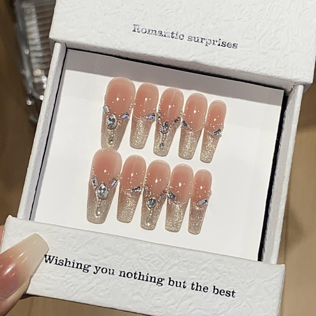 Spray Gun Gradient French Light Luxury Cat Eye Blush Steel Ball Water Drop Drill Advanced Patch