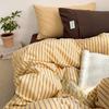 Japanese Style 100% Cotton Bedding Set King Queen Size Minimalist Striped Duvet Cover Set Comforter Cover Bed Sheet Pillow Cases