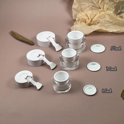 Refillable Empty Cream Jar with Spoon Airless Pump Lotion Bottle Acrylic Vacuum Cream Bottle 15/30/50g for Beauty & PersonalCare