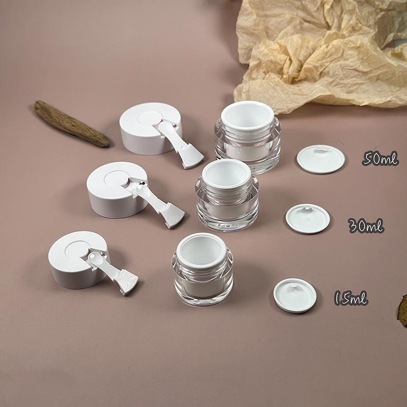 Empty Cream Jar Refillable Lotion Bottle With Spoon 15/30/50G Airless Pump Jar Refillable Acrylic Cream Bottle Vacuum Bottle
