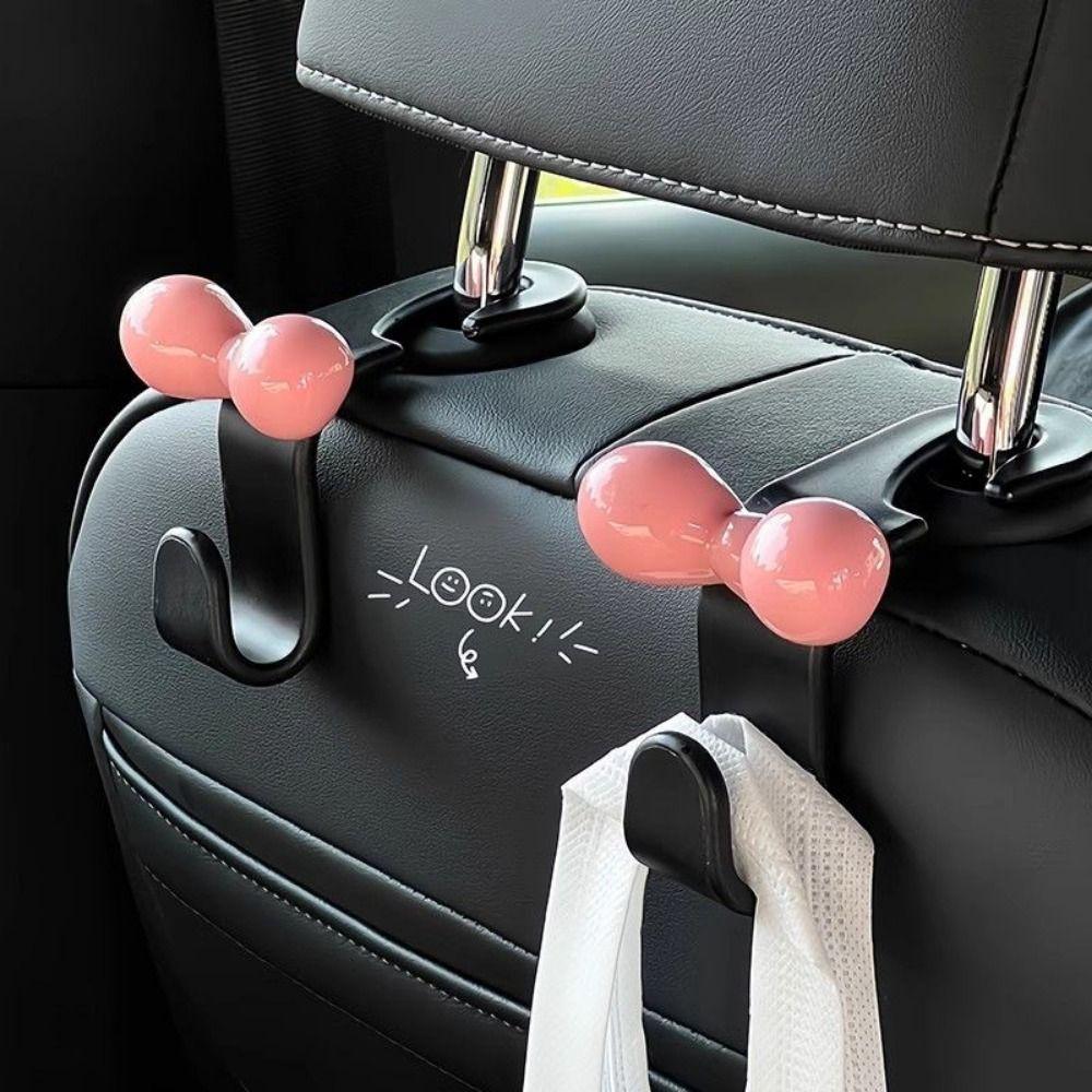 4Pcs Bowknot Car Seat Back Hook Dopamine Seat Back Hanger Sundries Back Storage Hook  Seat Headrest