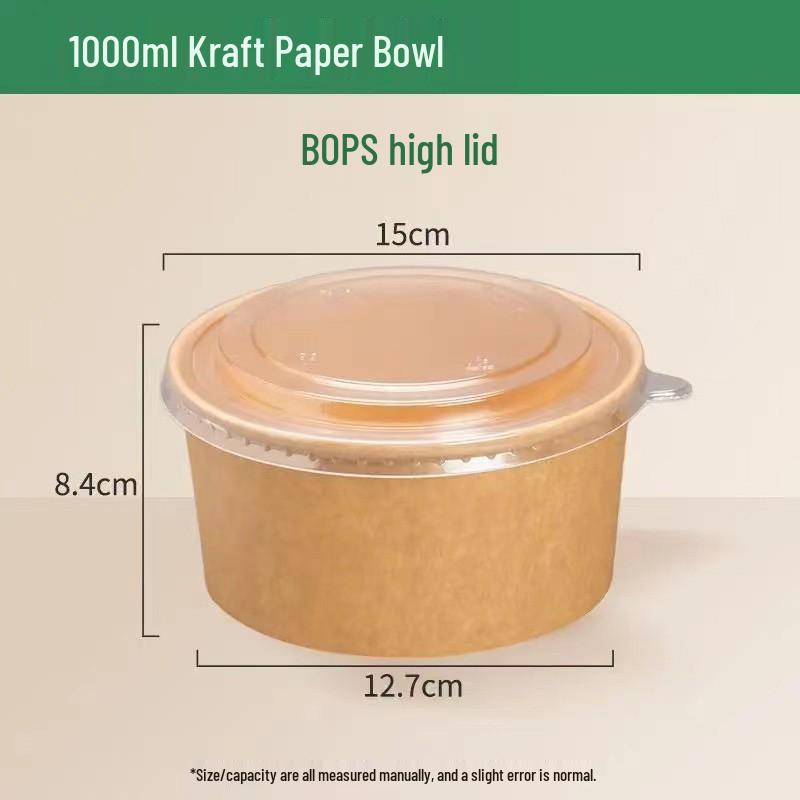 Kraft Paper Disposable Bowl - Ideal for Rice, Salad, Lunch, Takeout, Fast Food, and Fruit.