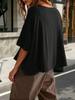 Women's Oversized Cropped T-Shirt Short Sleeve Loose Fit Summer Tee Top