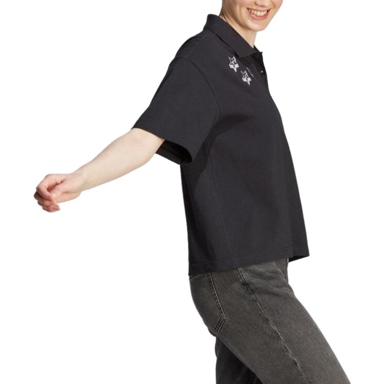 adidas Polo Shirts Women's Black Polo Collar Moderate Straight Fit IJ8747