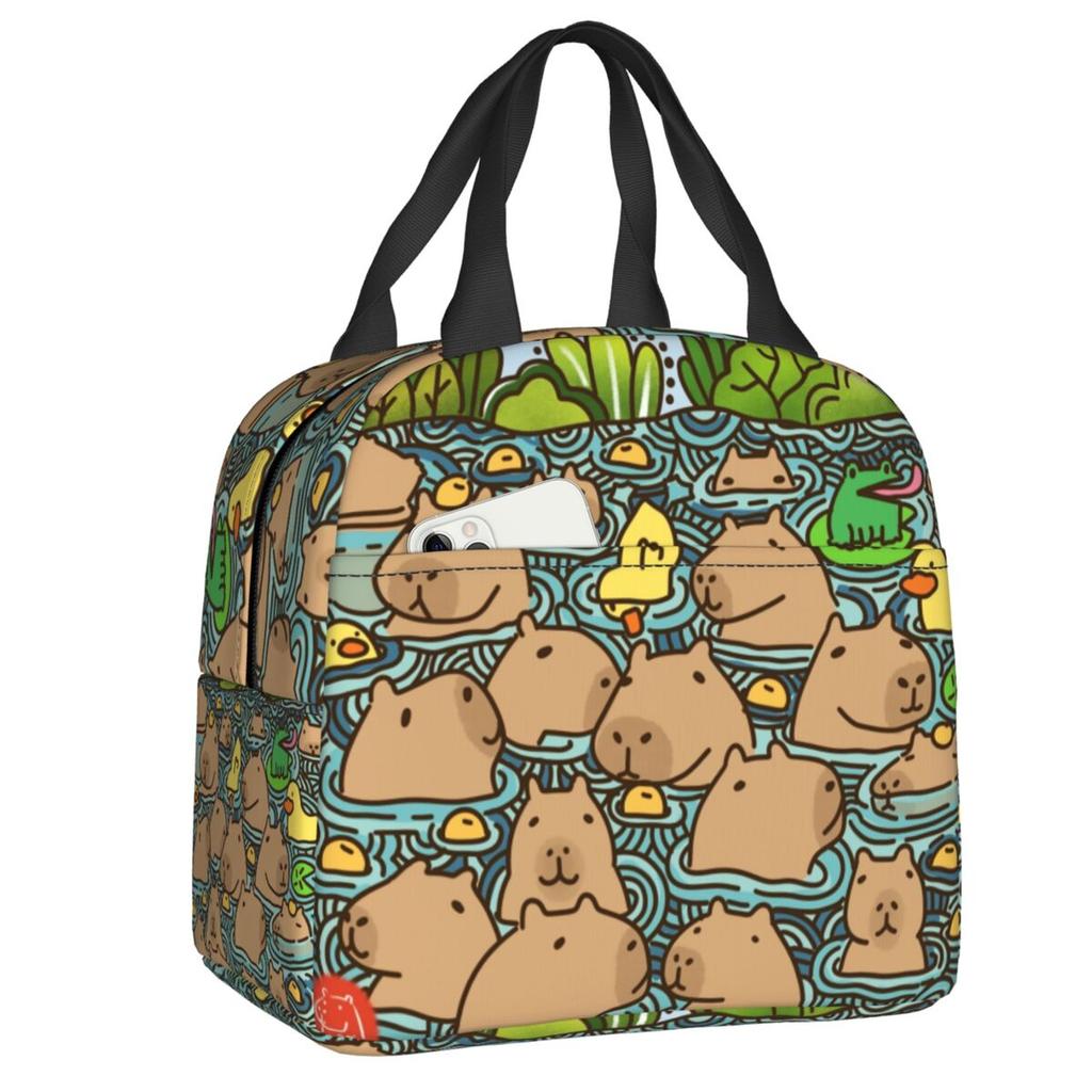 Custom Capybara Insulated Lunch Bag for Women Leakproof Cooler Thermal Lunch Tote Office Picnic Travel