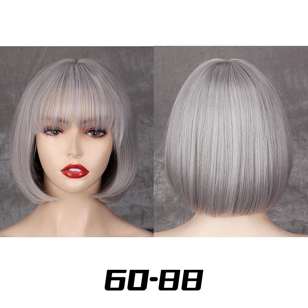 MISSQUEEN Synthetic Chic Bob Wig with Bangs Natural Straight Black Hair Elegant Shoulder-Length Cut Perfect For Women’s Fashion Accessories