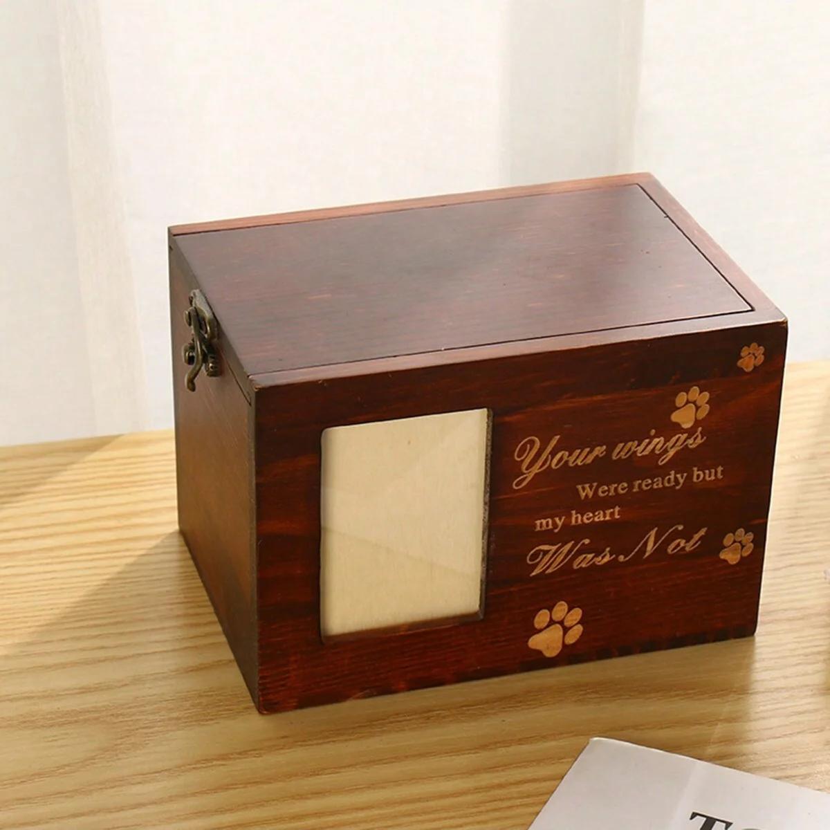 

1pc-Solid Wood Pet Urn Cremation Memorial Urns Removable Lid Unique Memorial Urn for Dogs Cats Pet Funeral Supplies