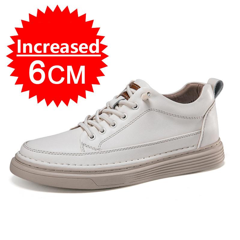 Genuine Leather Men Height Enhancing Shoes Men's Sneakers Men Elevator Height Increasing Insoles 6CM Sports Shoes Big Size 36-48