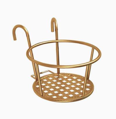 

Metal Plant Stand Indoor Outdoor Iron Flower Pot Holder with Hook for Balcony Living Room Garden Railings Floor Display one size