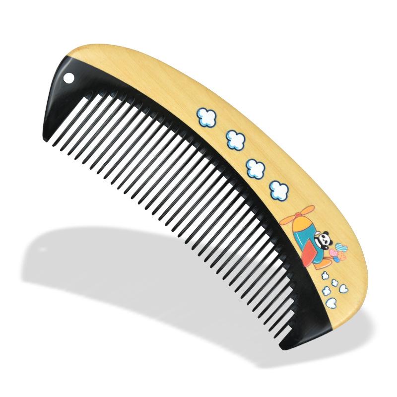 Boxwood Chen Guibao Buffalo Horn Comb: Painted Lacquer Art with Wooden Handle and Gift Engraving