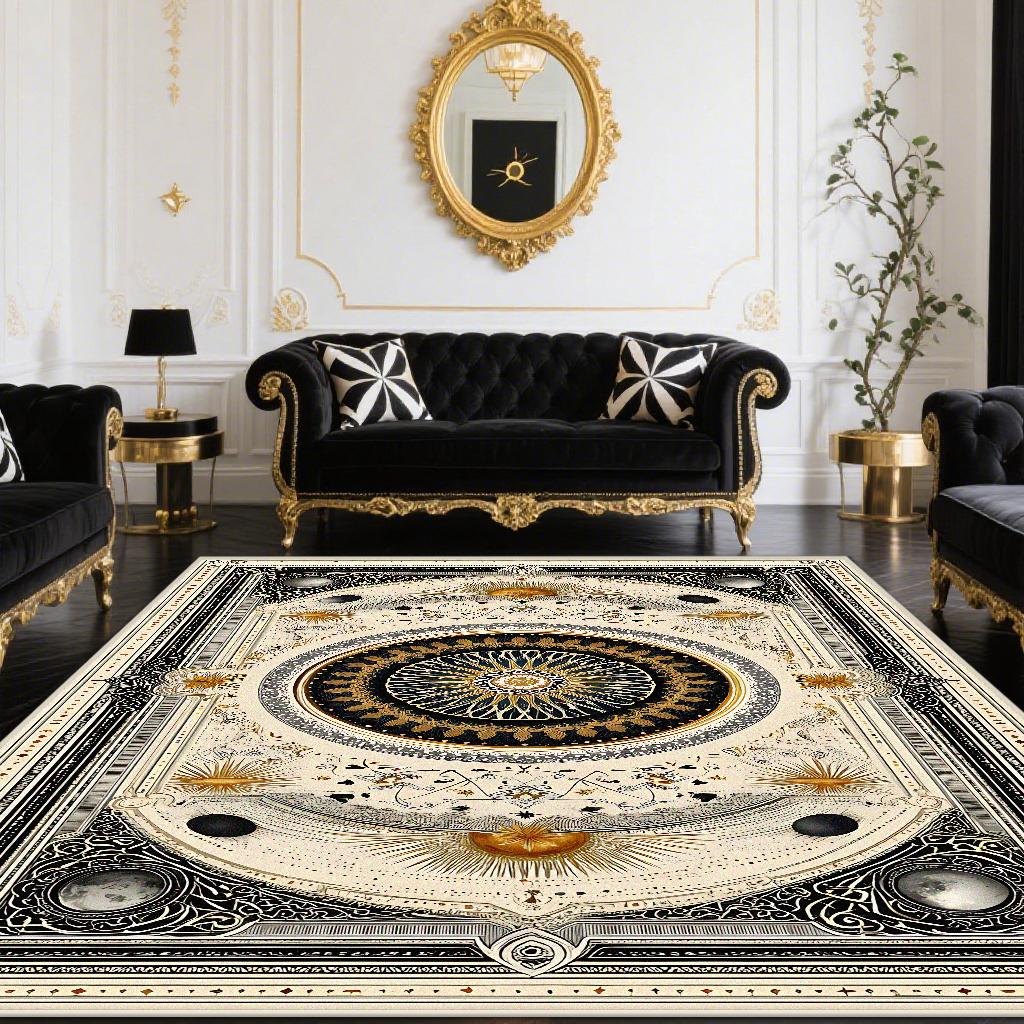 

Luxurious Retro White Rugs for Living Room European Decoration Home Sofa Area Non-slip Floot Mat Bedroom Cloakroom Soft Carpet 60x90cm