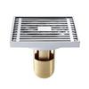Drains 10*10cm Solid Brass Chrome Silver Shower Drain Bathroom Square Cover Anti-odor Hair Strainer Balcony Floor DrainBS-8109A