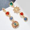 Französische Vintage Farbige Zirkon Augen Herzform Geometrische Anhängerohrringe Damen Elegant Exquisit Luxusschmuck