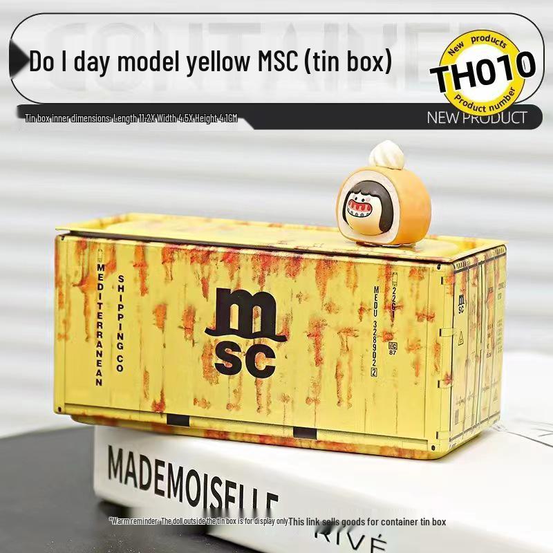 Miniature Tinplate Shipping Container Display Box for Figurines - Trendy Collectible Ornament & Storage Gift