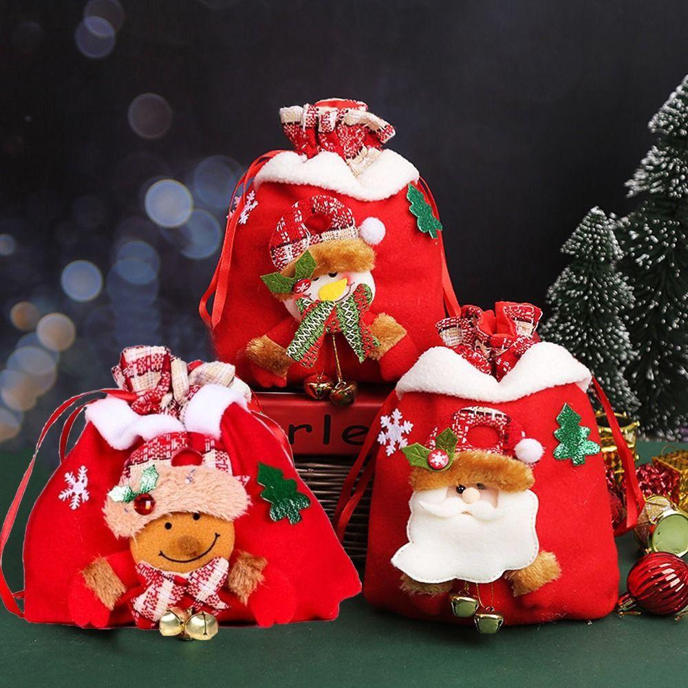 For Home Decorations Christmas Handbags Kids Candy Bags Christmas Tree Ornaments Storage Bags