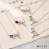 Natural Crystal Stone S925 Sterling Silver Necklace Women's Light Luxury Garnet Olivine Butterfly Love Flower Niche Collarbone Chain