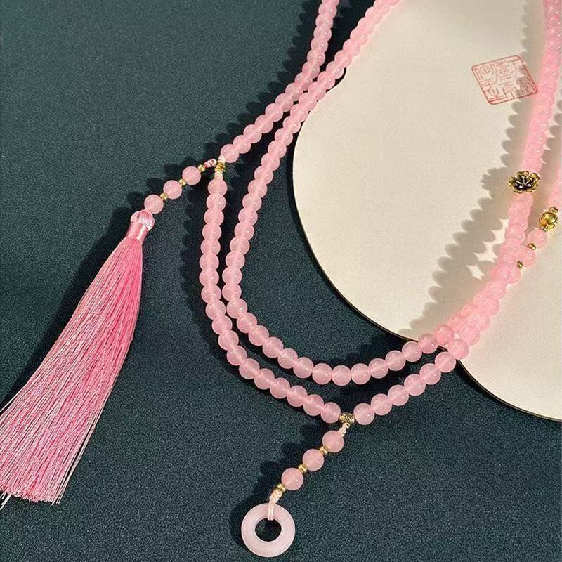 New 108 Cinnabar Beaded Long Crossbody Chain New Chinese Style National Style Necklace Ancient Style Cheongsam Niche Sweater Chain
