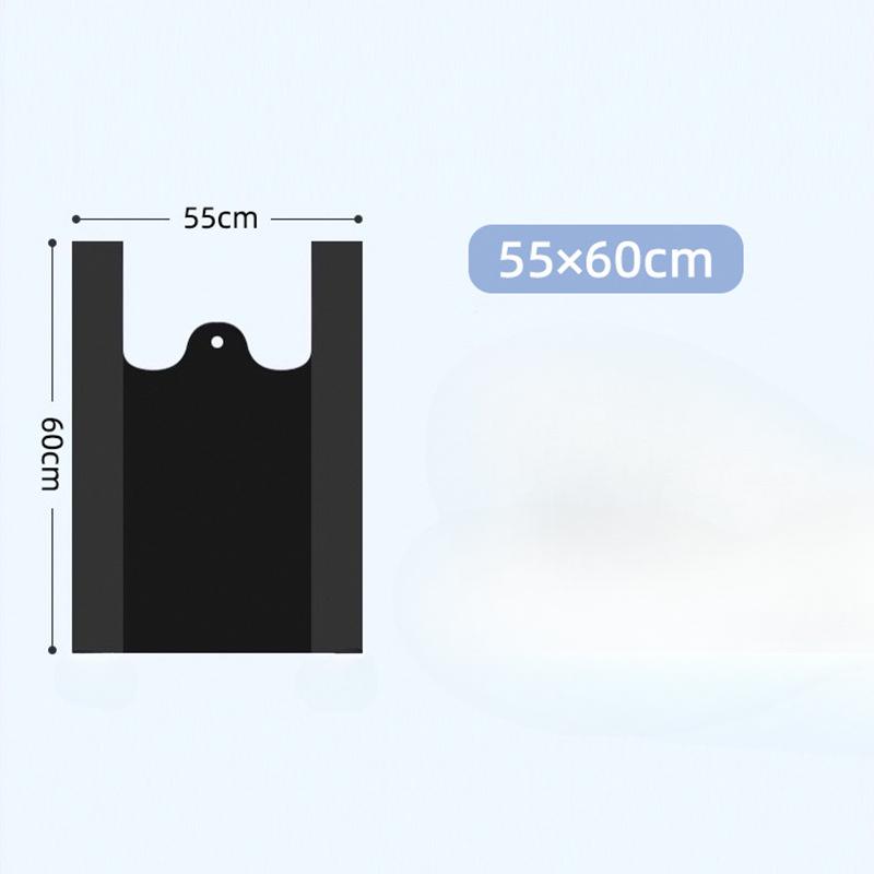 

Сверхплотный мешок для мусора типа «майка»Утолщенный и увеличенный ручной пластиковый пакет для кухни и ванной 50pcs55*60cm чёрный