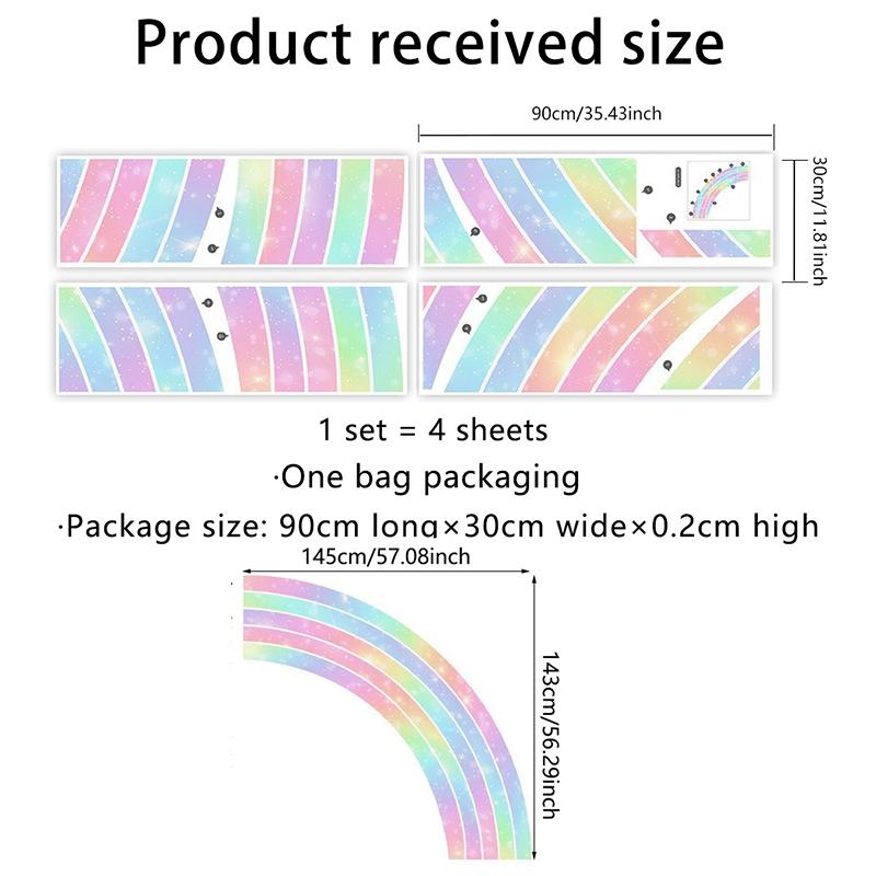 Large Rainbow Wall Mural Stickers for Kids Rooms Wall Rainbow Stickers Decals Pastel Boho Removable Wall Sticker Playroom Decor