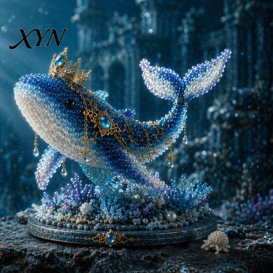 Crystal Bead Animal Kit Mythical Ocean DIY for Beginners, 3D Beaded Making with Instructions, Sea Creature Unique Designs Beads and Pattern