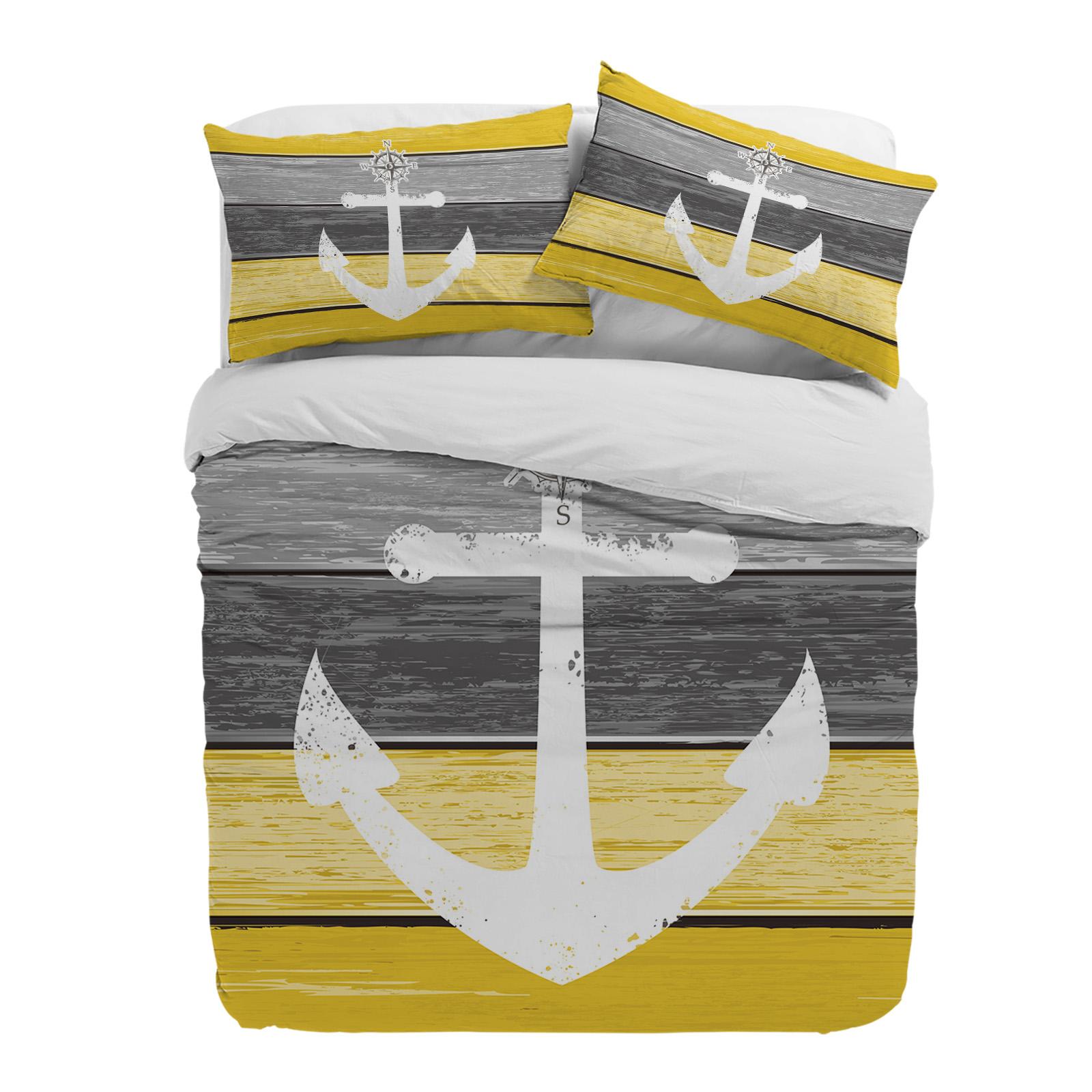 

Винтажный фермерский амбар Деревянная текстура Якорный Желтый Пододеяльник с наволочкой 3 шт. Комплект постельного белья Покрывало Двуспальная кровать Домашний текстиль EU single(135x200cm)