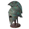 Hełm greckiego średniowiecznego rzymskiego centuriona w stylu patyny zielonej do odgrywania ról z darmowym stojakiem prezentowym dla niego