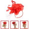Baluue Mesh Flower Design Red Wedding Tea Party Headband Headdress for Women Special Occasion Accessory